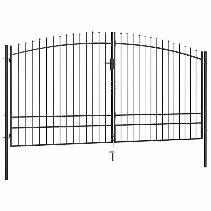 vidaXL Hekpoort dubbele deur met speren bovenkant 400x248 cm, Tuin en Terras, Tuinpoorten, Nieuw, Verzenden