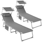 tectake Set van 2 ligbedden Chloé 4 niveaus met hoofdkussen, Tuin en Terras, Verzenden, Nieuw