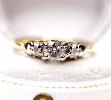 Bague - 18 carats Or blanc, Or jaune - 0.29ct. tw. Diamant, Bijoux, Sacs & Beauté