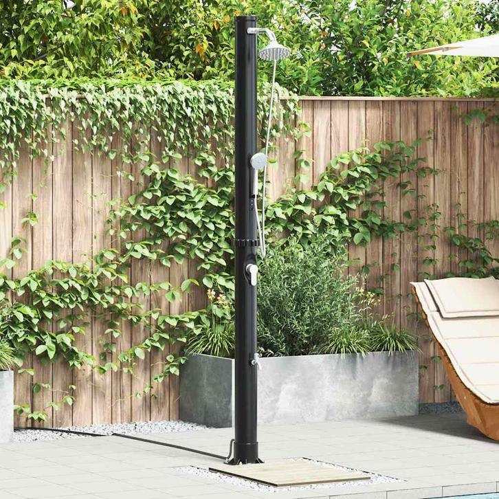 vidaXL Buiten Zonne-douche Zwart 217 cm PVC en Aluminium, Tuin en Terras, Zwembaden, Nieuw, Verzenden