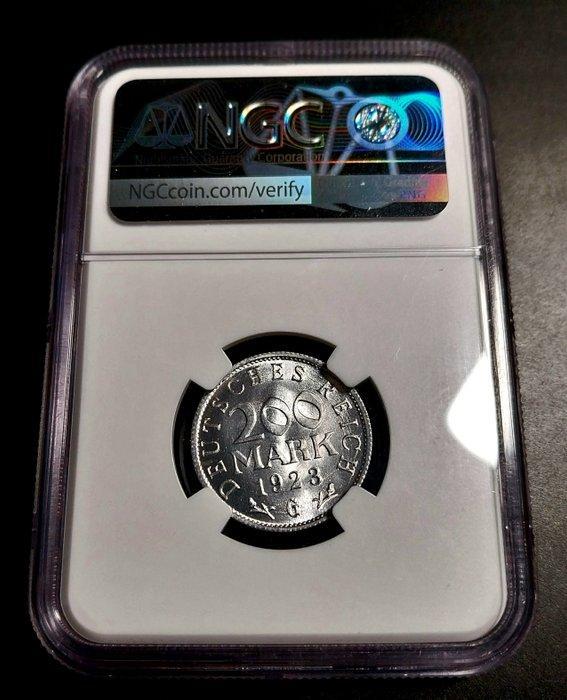 Duitsland, Weimar Republiek 200 Mark 1923 G / MS 66 (Zonder, Postzegels en Munten, Munten | Europa | Niet-Euromunten