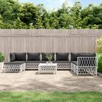 vidaXL 9-delige Loungeset met kussens staal wit, Tuin en Terras, Tuinsets en Loungesets, Verzenden, Nieuw, Loungeset