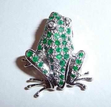 Pendentif - 18 carats Or blanc -  0.95ct. tw. Émeraude -