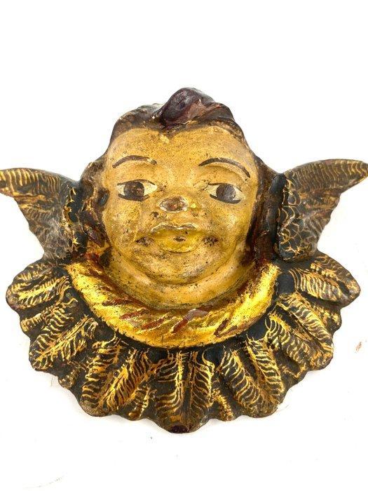 Paar polychrome engelen - 19 cm (2) - Hout - 1850-1900, Antiek en Kunst, Kunst | Niet-Westerse kunst