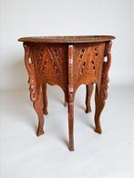 Hand-Carved Colonial Anglo-Indian Teak Hexagonal - Tafel -