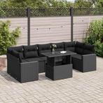 vidaXL Salon de jardin 8 pcs avec coussins noir résine, Jardin & Terrasse, Ensembles de jardin, Verzenden, Neuf, Salons de jardin