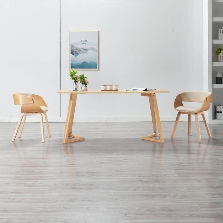 Eetkamerstoel hout/kunstleer creme | Retour Deal | 47% Ko..., Maison & Meubles, Chaises, Envoi