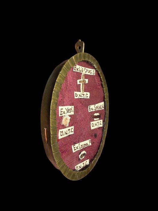 Reliekhouder - Brons, Glas, Textiel - 1800-1850 - Passie van, Antiek en Kunst, Kunst | Niet-Westerse kunst