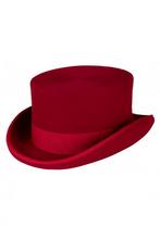 Luxe Hoge Hoed Rood Laag Model 61 100% Wol Heren Man Tophat, Kleding | Heren, Nieuw, Ophalen of Verzenden