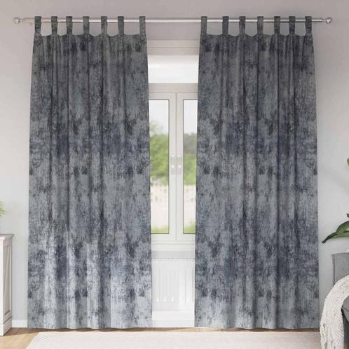 vidaXL Gordijn met gordijnen 2 pcs Zilvergrijs 225 x 140 cm, Huis en Inrichting, Stoffering | Gordijnen en Lamellen, Nieuw, Verzenden