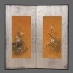 Bybu kamerscherm - Hout, Lak, Zijde, Zilveren blad - Japan, Antiek en Kunst