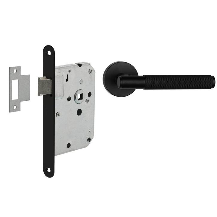Deurbeslag set loopslot en deurklink Luxor mat zwart, Doe-het-zelf en Bouw, Hang- en Sluitwerk, Klink of Kruk, Nieuw, Overige materialen