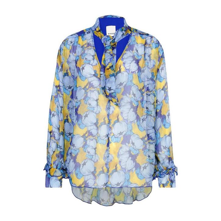 Pinko • blauw gele blouse • 32 (IT38), Kleding | Dames, Blouses en Tunieken, Blauw, Nieuw, Maat 42/44 (L), Verzenden
