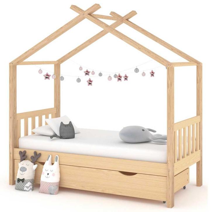 vidaXL Kinderbedframe met lade massief grenenhout 80x160 cm, Kinderen en Baby's, Kinderkamer | Bedden, Nieuw, Verzenden