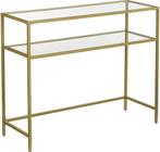 Consoletafel Sidetable Bijzettafel 2 Lagen Gehard Glas Goud, Huis en Inrichting, Tafels | Bijzettafels, Nieuw, Modern, Ophalen of Verzenden