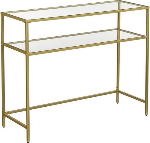 consoletafel-gouden-sidetable-bijzettafel-glas, Huis en Inrichting, Tafels | Bijzettafels, Nieuw, Ophalen of Verzenden