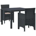 vidaXL Tuin Eettafel Set 3 pcs Antraciet Polt riet, Verzenden, Nieuw