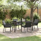 vidaXL Tuin Eettafel Set 5 pcs Zwart Poly rattan, Verzenden, Nieuw