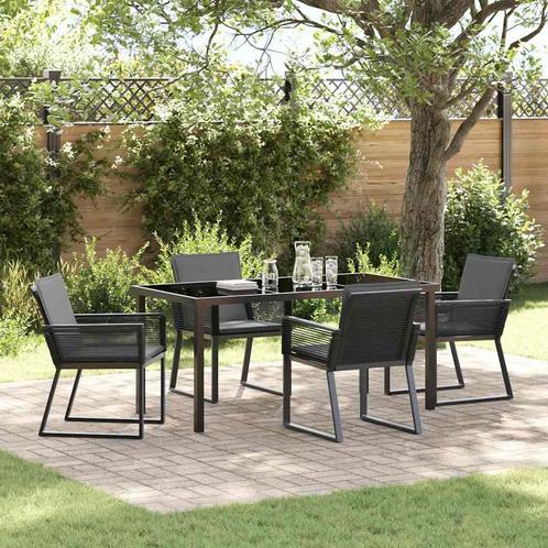 vidaXL Tuin Eettafel Set 5 pcs Zwart Poly rattan, Tuin en Terras, Tuinsets en Loungesets, Nieuw, Verzenden