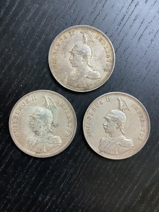 Duits Oost-Afrika. Wilhelm II. 1 Rupie 3x 1910/1913 (Zonder, Postzegels en Munten, Munten | Europa | Niet-Euromunten