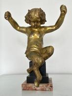 sculptuur, Faun - 28 cm - Verguld brons - 1900, Antiquités & Art, Antiquités | Céramique & Poterie