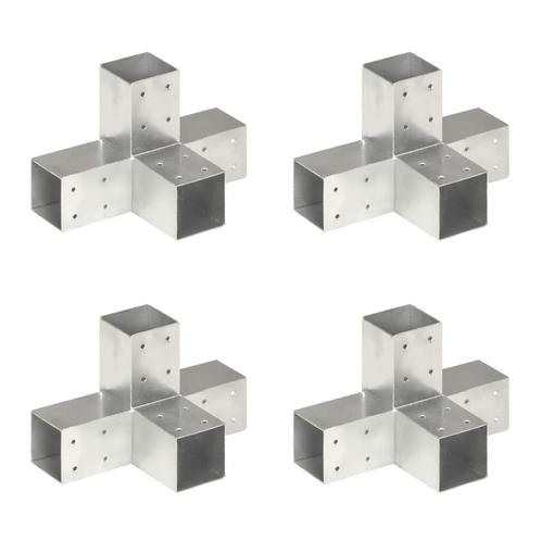 vidaXL Paalverbindingen 4 st X-vorm 71x71 mm gegalvaniseerd, Tuin en Terras, Palen, Balken en Planken, Nieuw, Verzenden