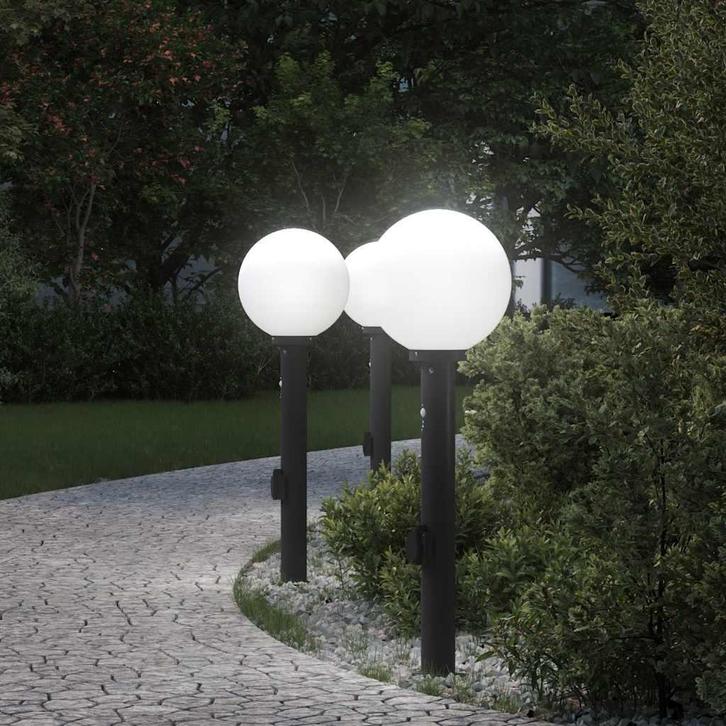 vidaXL Bolderverlichting met sensor en stopcontact 3 stuks, Maison & Meubles, Lampes | Autre, Envoi