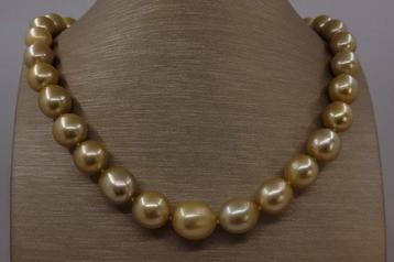 Collier Perles des mers du Sud certifiées ALGT couleur or