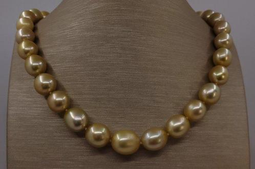 Collier Perles des mers du Sud certifiées ALGT couleur or, Handtassen en Accessoires, Kettingen