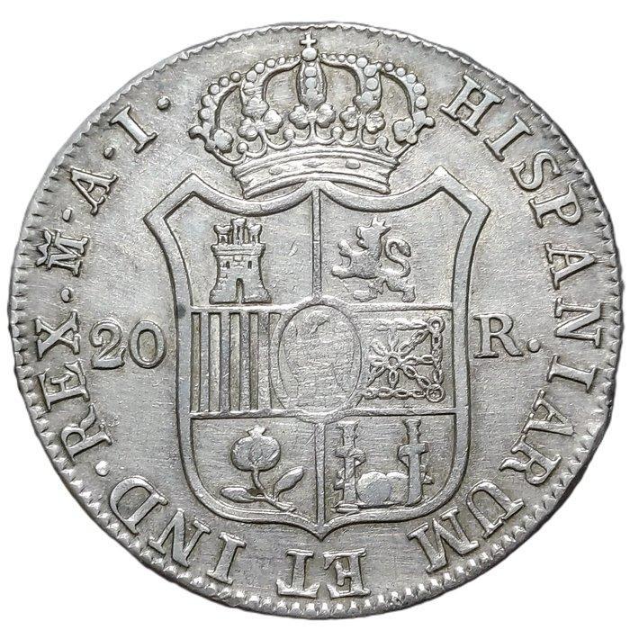 Spanje. Jose Napoleón. 20 Reales 1810 Madrid AI, Postzegels en Munten, Munten | Europa | Niet-Euromunten