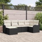 vidaXL Tuinbank Set 6 pcs Zwart poly rattan, Verzenden, Nieuw