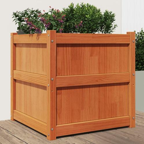 vidaXL Plantenbak 60x60x60 cm massief grenenhout wasbruin, Tuin en Terras, Bloempotten, Nieuw, Verzenden