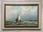 Jan van der Linde (1864-1945) - Botters op zee - NO RESERVE-, Antiek en Kunst, Kunst | Schilderijen | Klassiek
