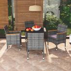 vidaXL 5-delige Tuinset met kussens poly rattan grijs, Tuin en Terras, Verzenden, Nieuw, Tuinset