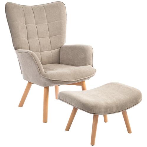 TRUUSK Oorfauteuil Met Voetenbank - Relaxfauteuil Corduroy L, Huis en Inrichting, Fauteuils, Verzenden