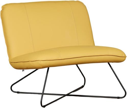 Gele leren industriële stoel zonder armleuning - Toledo Leer, Huis en Inrichting, Fauteuils, 75 tot 100 cm, 75 tot 100 cm, Nieuw