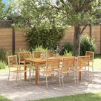 vidaXL Tuin Eettafel Set 9 pcs Beige 180 x 90 x 75 cm Hout &, Tuin en Terras, Verzenden, Nieuw