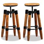 vidaXL Tabourets de bar lot de 2 bois de manguier massif, Verzenden, Neuf