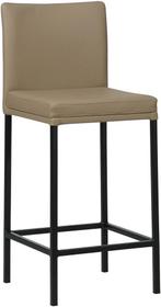 Taupe leren moderne barkruk - poot vierkant zwart - Hermes, Met voetsteun, Nieuw, Leer, Ophalen of Verzenden