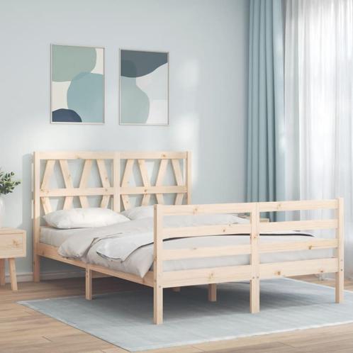 vidaXL Bedframe met hoofdbord massief hout 140x200 cm, Huis en Inrichting, Slaapkamer | Bedden, Nieuw, Verzenden
