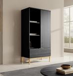 Meubella | kast zwart goud 70x41x140 hotelchique, Verzenden