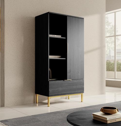 Meubella | kast zwart goud 70x41x140 hotelchique, Huis en Inrichting, Kasten | Overige, Nieuw, Verzenden