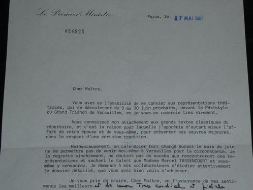 Jacques Chirac - Lettre dactylographiée autographe signée, Verzamelen, Film en Tv