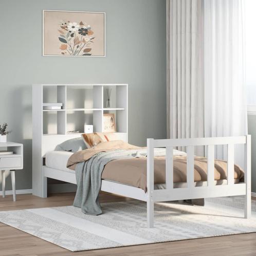 vidaXL Bed met boekenkast zonder matras grenenhout wit, Huis en Inrichting, Slaapkamer | Bedden, Nieuw, Verzenden