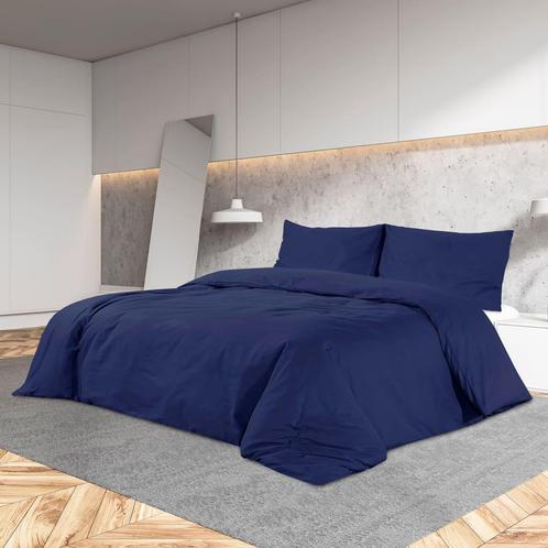 vidaXL Dekbedovertrekset 140x200 cm katoen marineblauw, Huis en Inrichting, Slaapkamer | Beddengoed, Nieuw, Verzenden