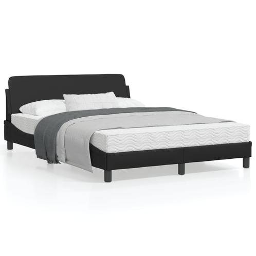 vidaXL Cadre de lit avec tête de lit Noir 140x200 cm, Maison & Meubles, Chambre à coucher | Lits, Neuf, Envoi