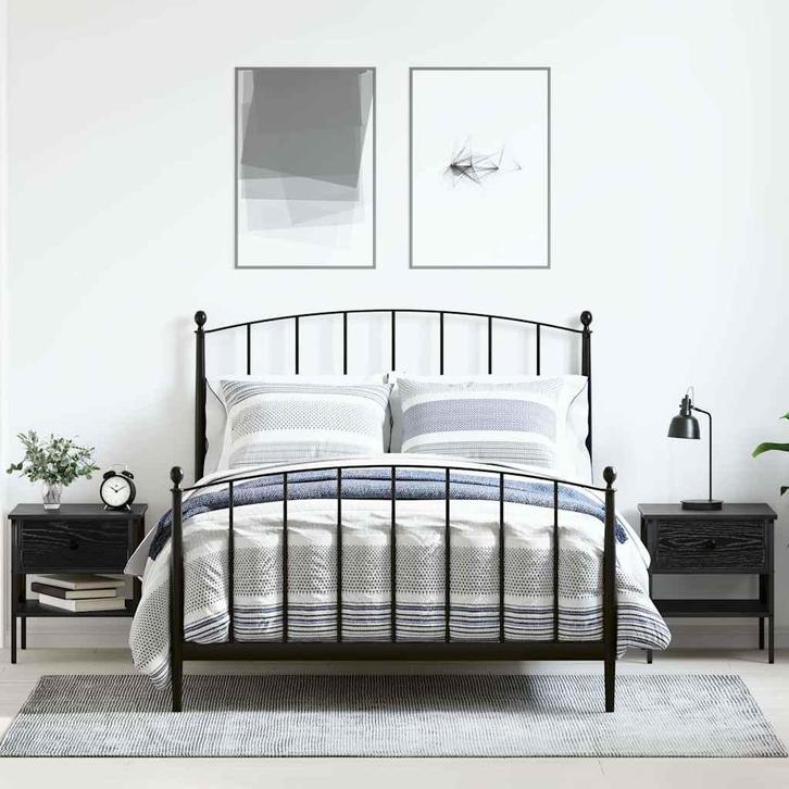 vidaXL Nachtkastje met lade 2 pcs Zwart eiken 40 x 42 x 45, Huis en Inrichting, Slaapkamer | Nachtkastjes, Nieuw, Verzenden