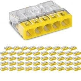 WAGO 5-polige Gele Lasklem 0.5-2.5mm² - 50 Stuks | LED Toebe, Doe-het-zelf en Bouw, Overige Doe-Het-Zelf en Bouw, Nieuw, Verzenden