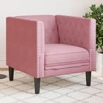 vidaXL Fauteuil Chesterfield-stijl fluweel roze, Verzenden