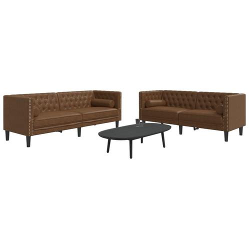 vidaXL 2-delige Loungeset Chesterfield met bolsters, Huis en Inrichting, Zetels | Zetels, Nieuw, Verzenden